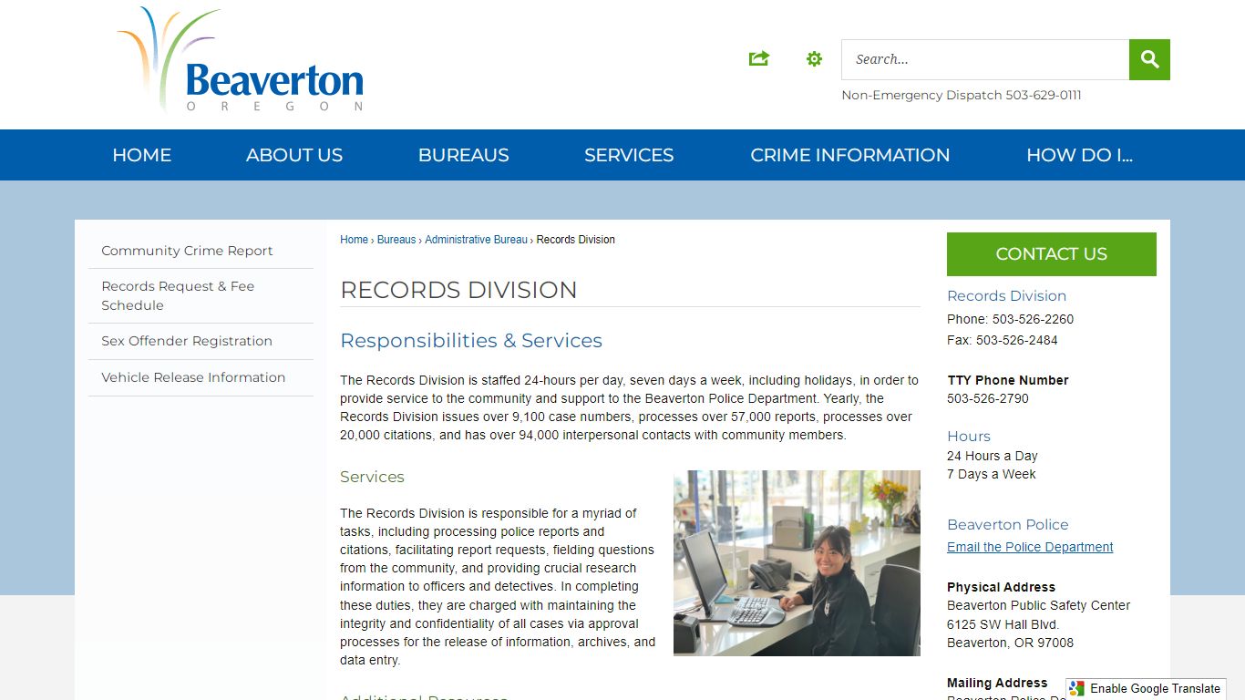 Records Division | Beaverton Police Department, OR