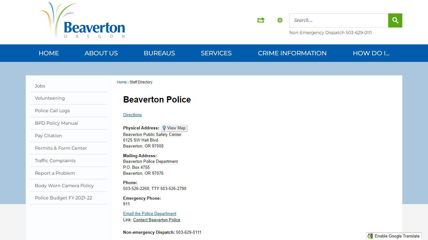 Staff Directory • Beaverton Police Department, OR • CivicEngage